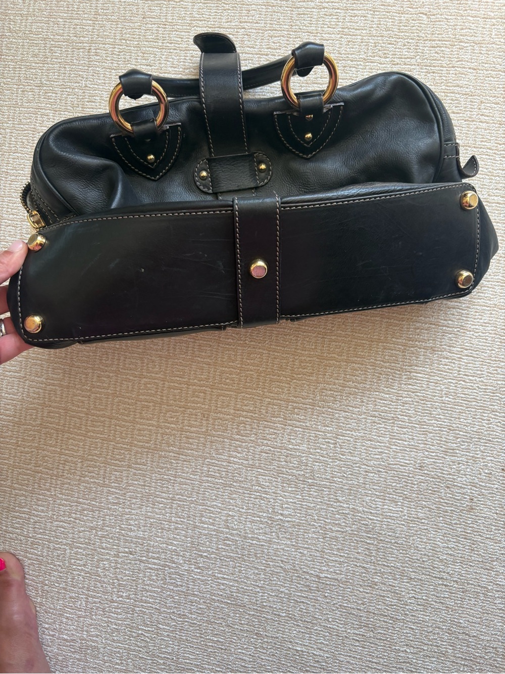 Vintage Marc Jacobs Blake Black Leather Satchel Gold Hardware Made in Italy - Picture 3 of 4